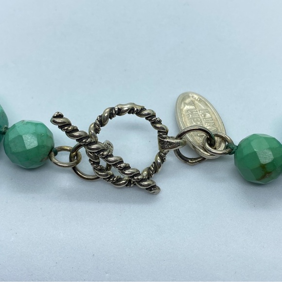 Vintage Kim Yubeta Statement Faceted Flat Turquoise & Sterling 20” Necklace - Picture 2 of 10